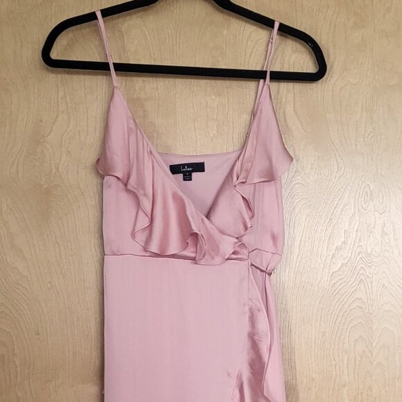 Lulus Glowing Arrival Blush Pink Ruffled Wrap Midi Dress - Picture 6 of 13